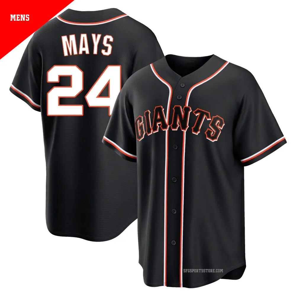 Men's ＃24 Willie Mays San Francisco Giants Black Replica Fashion Out Jersey