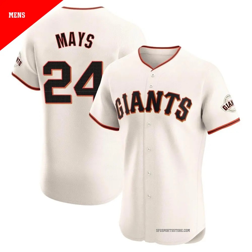 Men's ＃24 Willie Mays San Francisco Giants Cream Elite Home Jersey