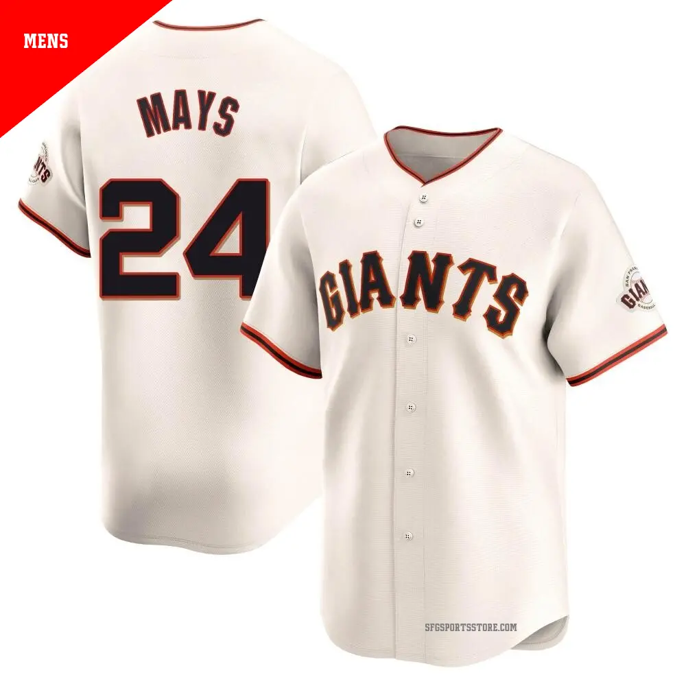 Men's ＃24 Willie Mays San Francisco Giants Cream Limited Home Jersey
