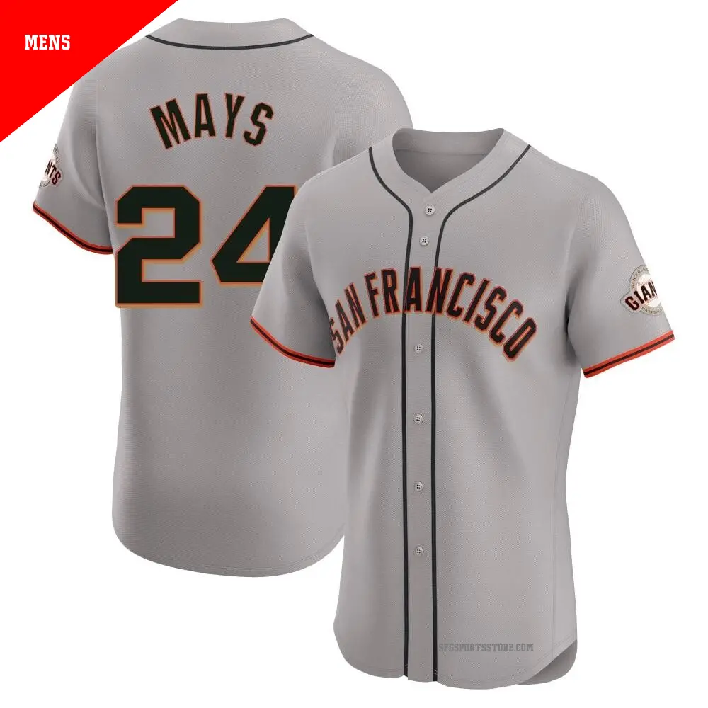 Men's ＃24 Willie Mays San Francisco Giants Gray Elite Road Jersey