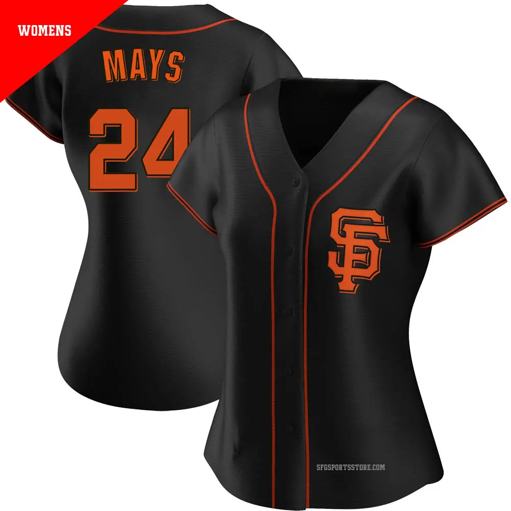 Women's ＃24 Willie Mays San Francisco Giants Black Authentic Alternate Jersey