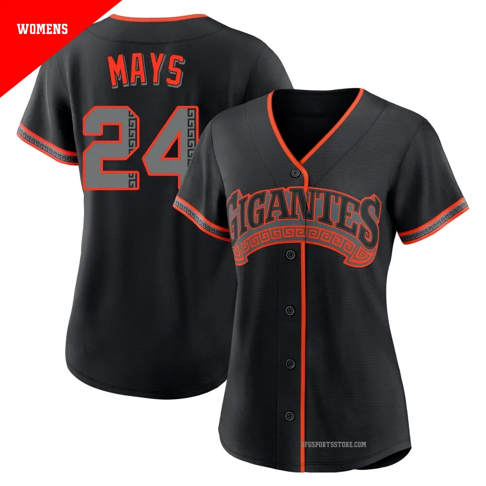 Women's ＃24 Willie Mays San Francisco Giants Black Replica Alternate Jersey
