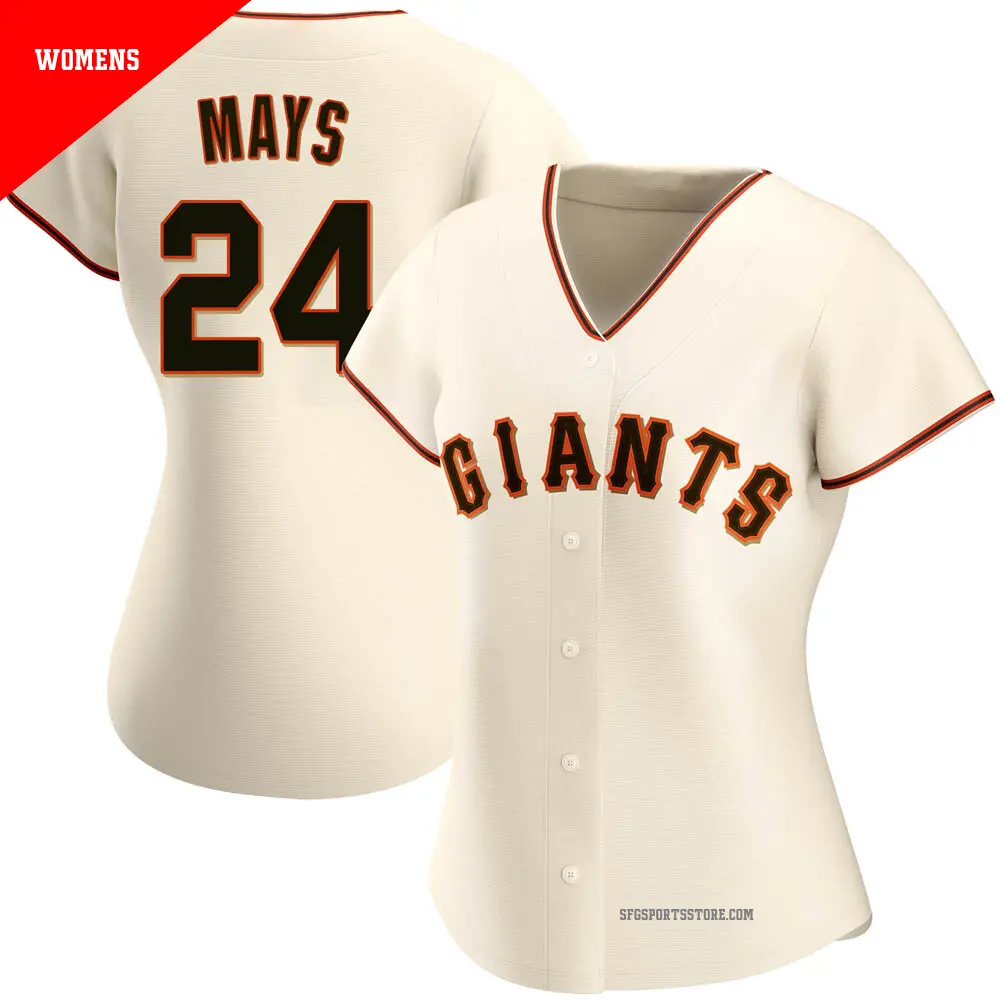Women's ＃24 Willie Mays San Francisco Giants Cream Authentic Home Jersey