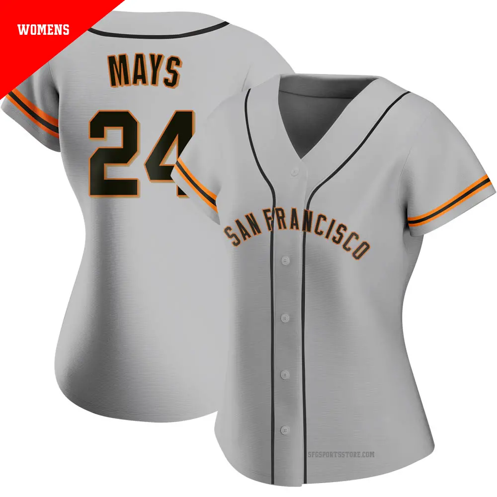 Women's ＃24 Willie Mays San Francisco Giants Gray Replica Road Jersey
