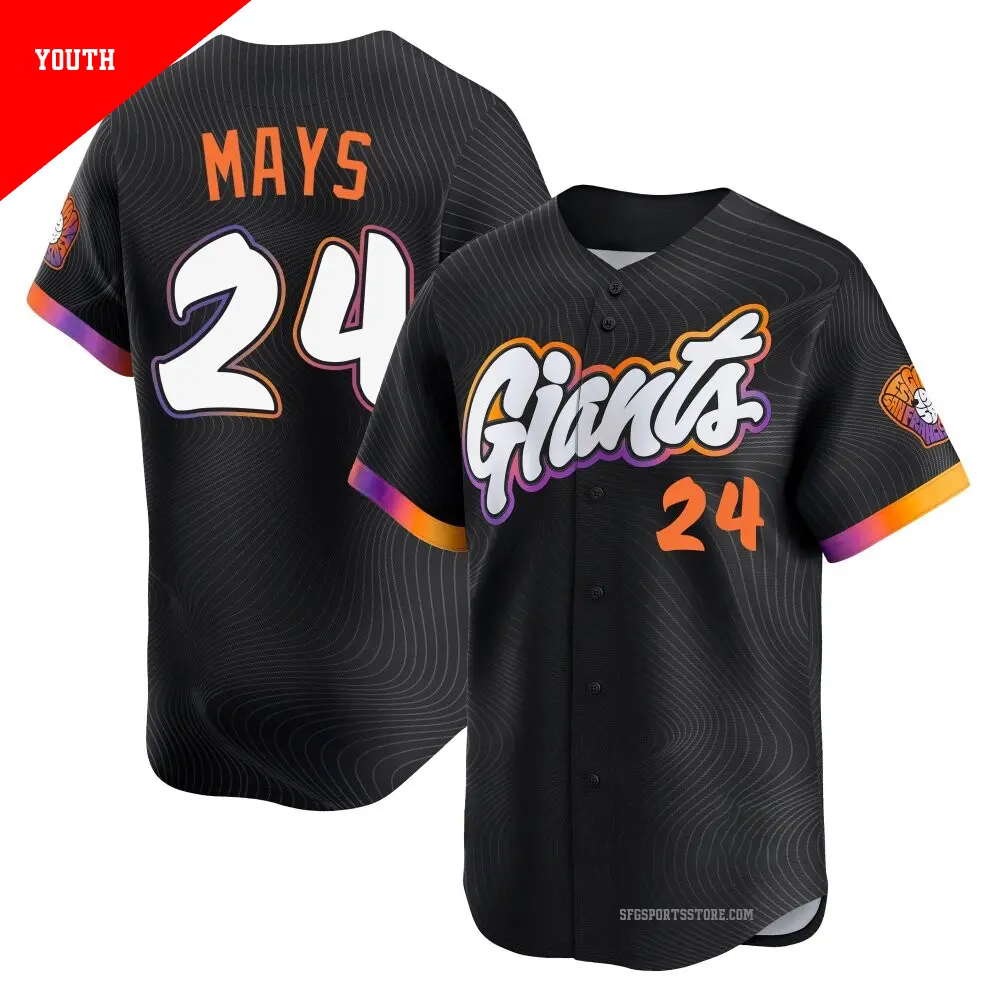 Youth ＃24 Willie Mays San Francisco Giants Anthracite Limited 2025 City Connect Jersey