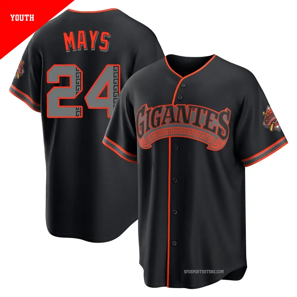 Youth ＃24 Willie Mays San Francisco Giants Black Limited Alternate Stadium Jersey
