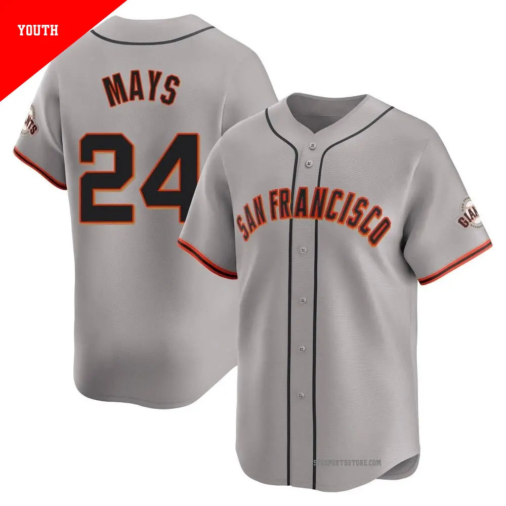 Youth ＃24 Willie Mays San Francisco Giants Gray Limited Away Jersey