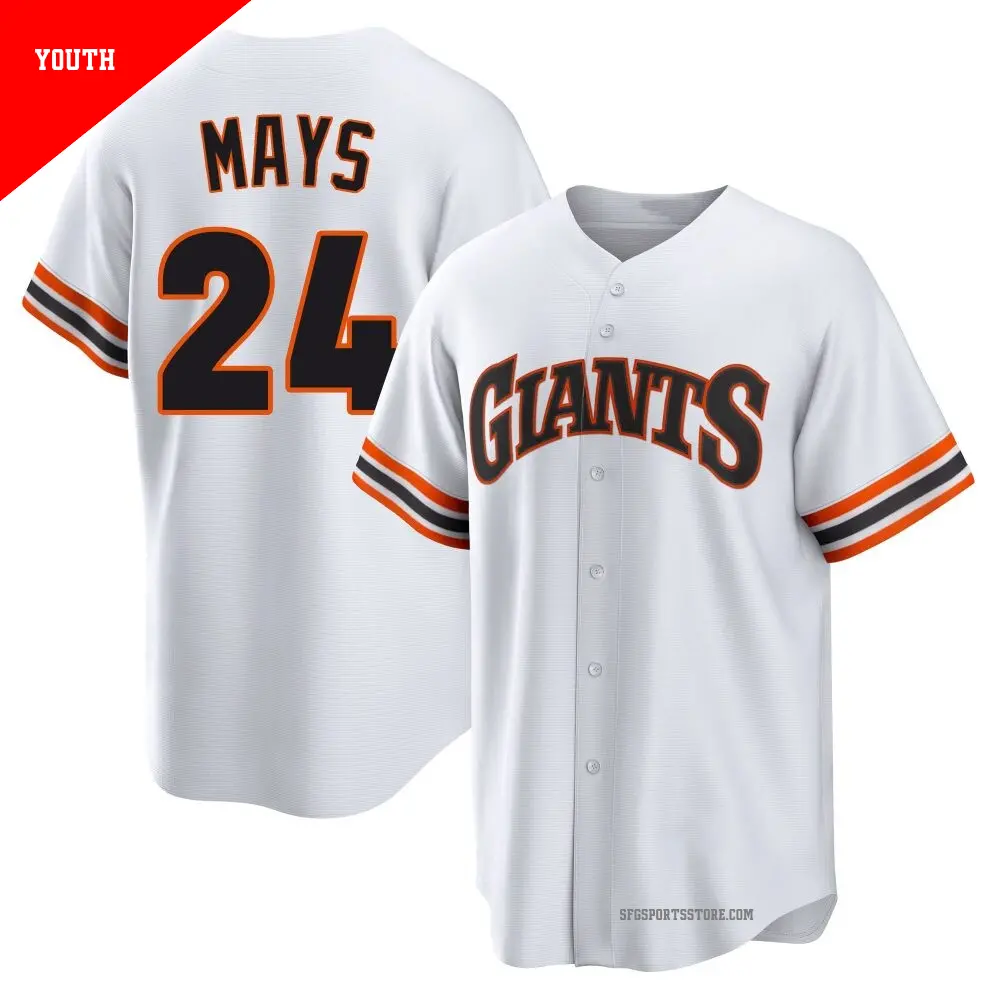 Youth ＃24 Willie Mays San Francisco Giants White Limited Throwback Cooperstown Collection Jersey