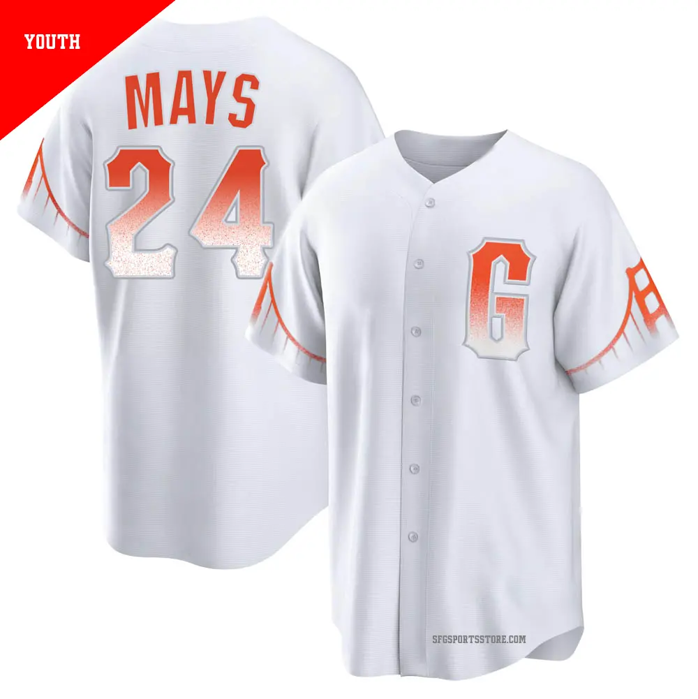 Youth ＃24 Willie Mays San Francisco Giants White Replica 2021 City Connect Jersey